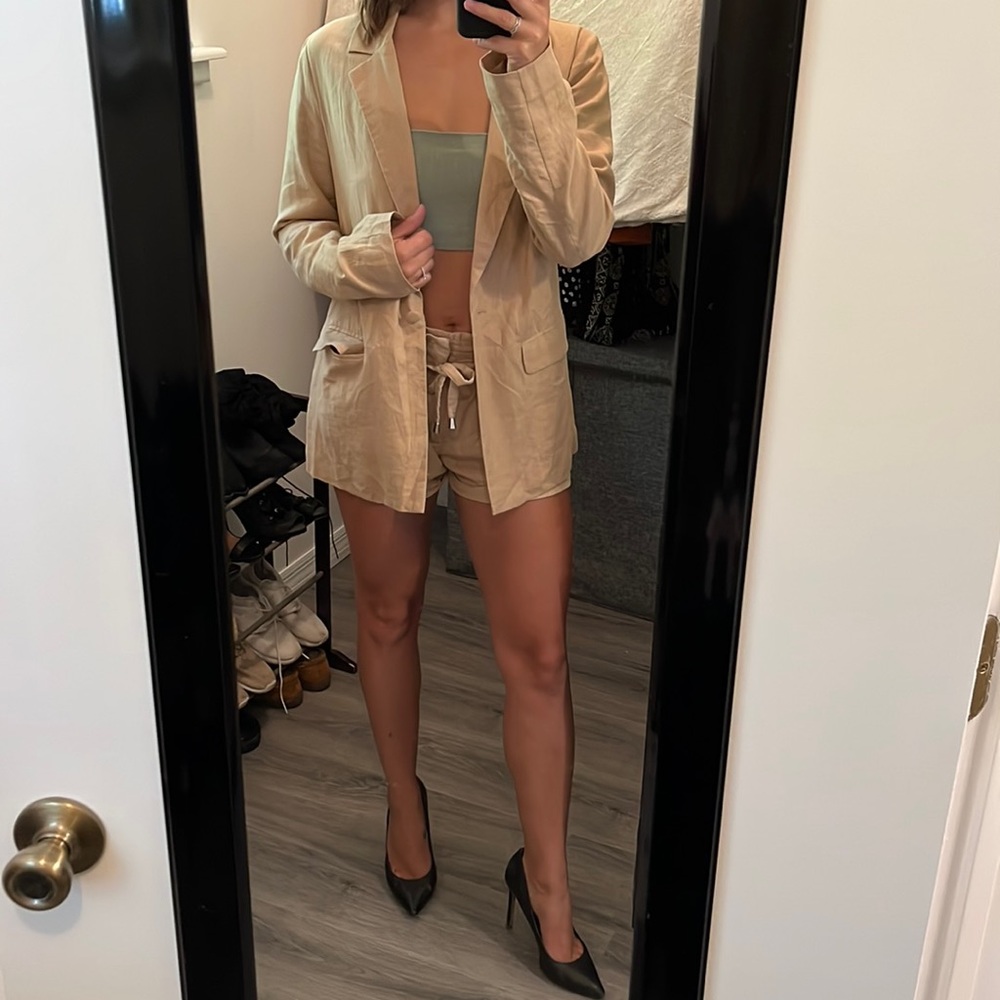 3 Piece Tan boho suit and shorts set